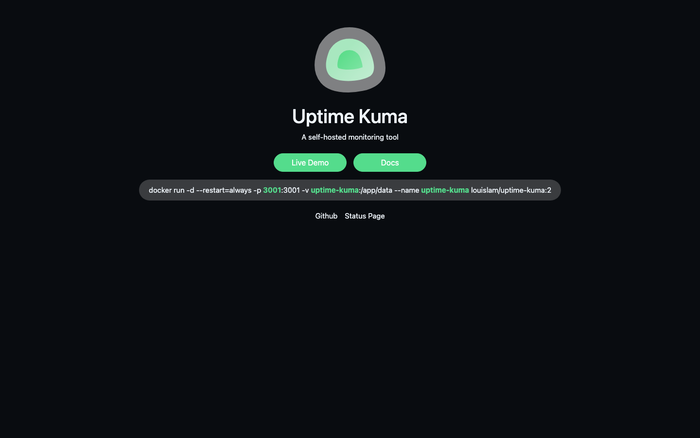 1-click Uptime Kuma preview